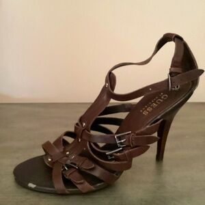 Brown leather heels/sandals Size 8 EUC